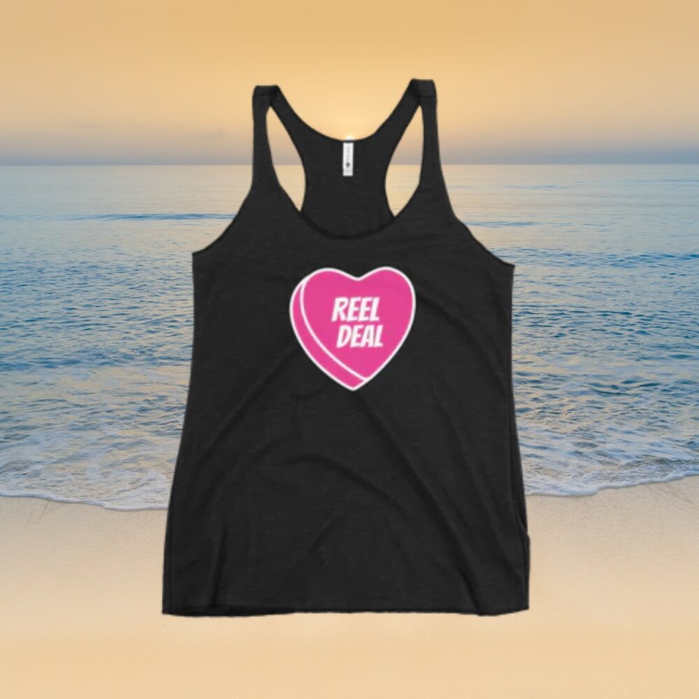 Reel Deal Candy Heart Racerback Tank Top - Black